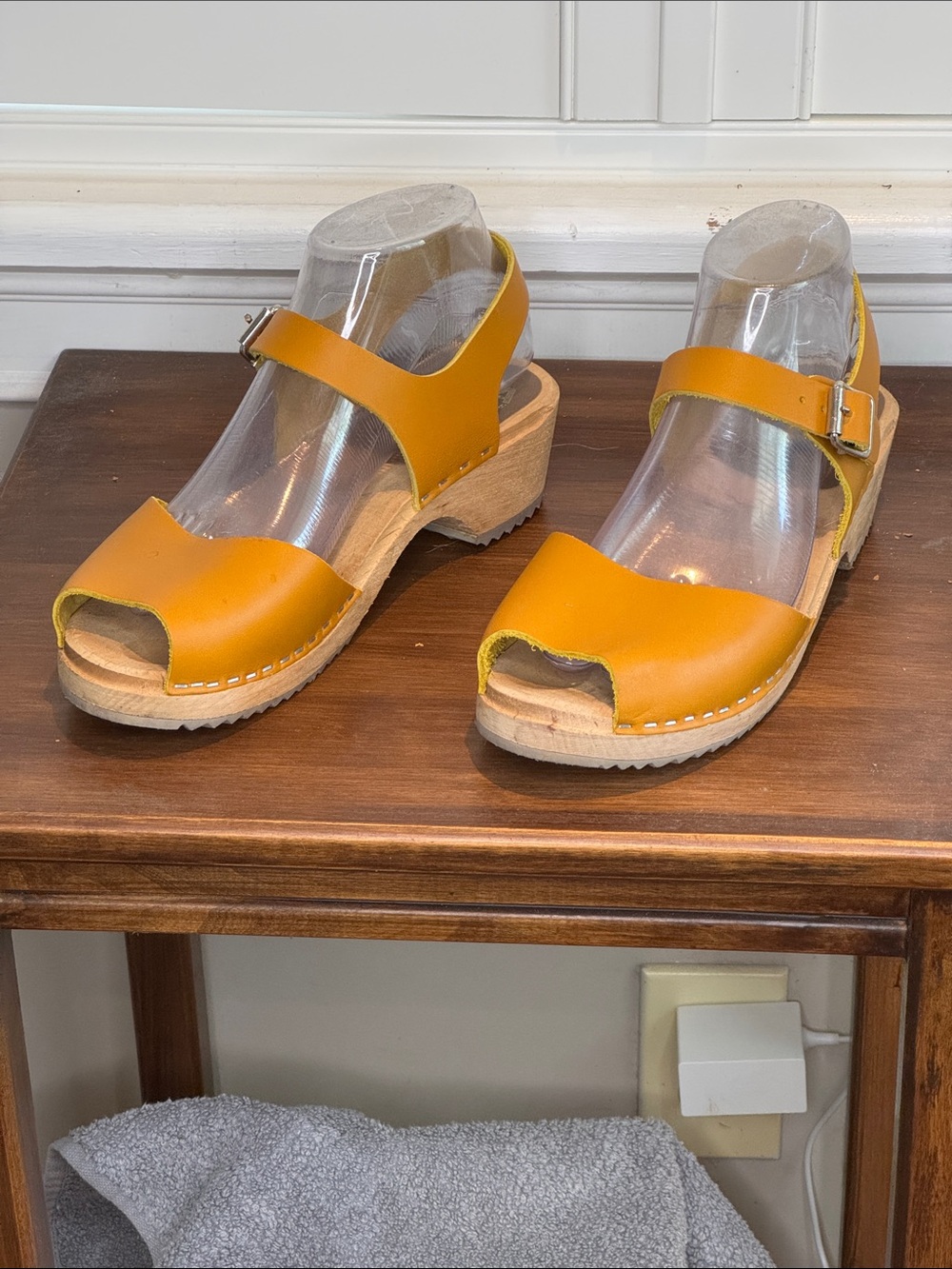 MIA Yellow Leather Open-Toe Clog Sandals
